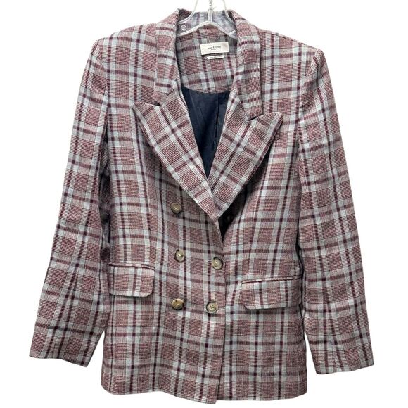 Isabel Marant Etoile Linen Laney Checked Plaid Double Breasted Blazer Size 38 - Picture 1 of 7